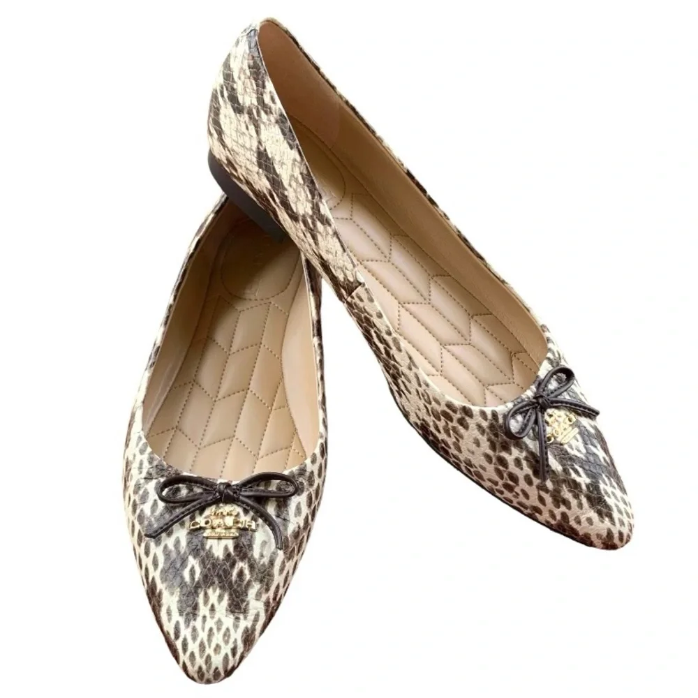 Coach Annabel Snake Print Pointed Toe Ballet Flats Sz 6.5 New! - Picture 2 of 13